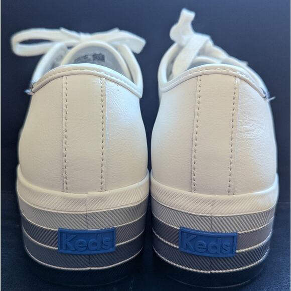 Keds Triple Kick Blue Rainbow Stripe Platform White Leather Lace Up Sneakers - Picture 4 of 7